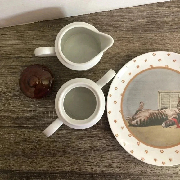 1986  Lowell Herrero Sleeping Cat Serving Set - Picture 9 of 9